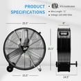 thumbnail image 2 of Gymax 24 Inch High-Velocity Industrial Drum Fan Portable Heavy-Duty Metal Fan Adjustable, 2 of 10