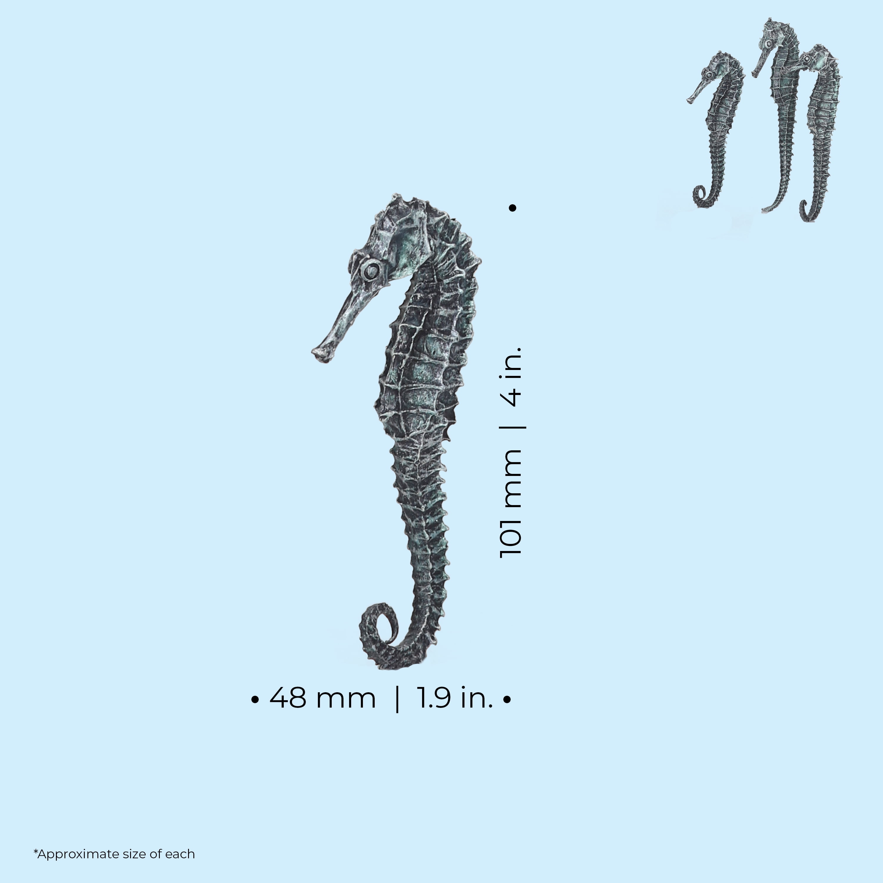 biOrb Aquarium Décor Seahorse Set of 3 - Ceramic, Metallic Black