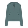 thumbnail image 5 of Yuannlog Womens Hoodies Autumn Zipper Neck Button Down Shirts Dress Long Sleeve Pockets Waist Solid Color Oversize Outdoor Sweatshirts Tops, 5 of 5