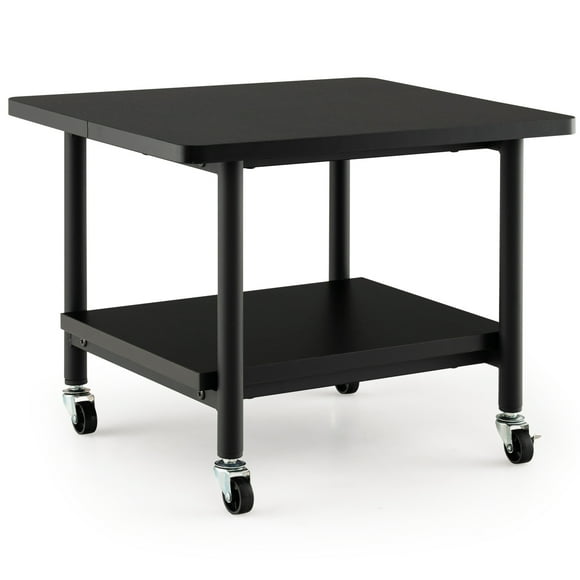 Gymax Printer Stand w/ Storage Under Desk Printer Table w/ 4 Wheels Black