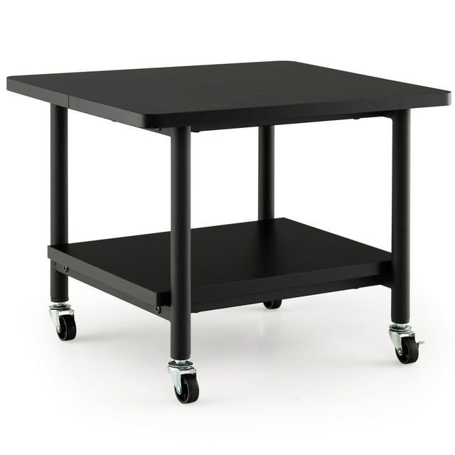 Gymax Support d'Imprimante avec Rangement sous le Bureau Table d'Imprimante avec 4 Roues Noir