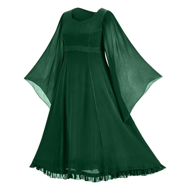 Wycnly Gothic Clothes for Women Vintage Gothic Dresses for Women Solid V  Neck Batwing Long Sleeve Mesh Patchwork Party Club Long Dress Clothes -  Walmart.com