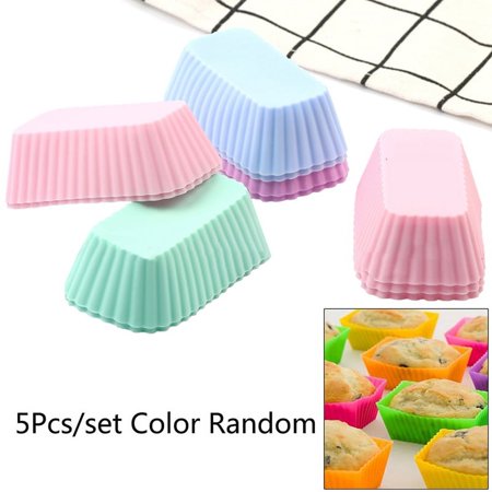 5Pcs Silicone Cake Molds Rectangular Muffin Cup Cake Baking Mould Kitchen Pastry Tool