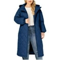 thumbnail image 3 of QATAINLAV Women's Zip Up Warm Hooded Quilted Coat Solid Color Long Winter Puffer Jacket with Pockets for Outdoor Work Skiing, Blue, XXL, 3 of 10