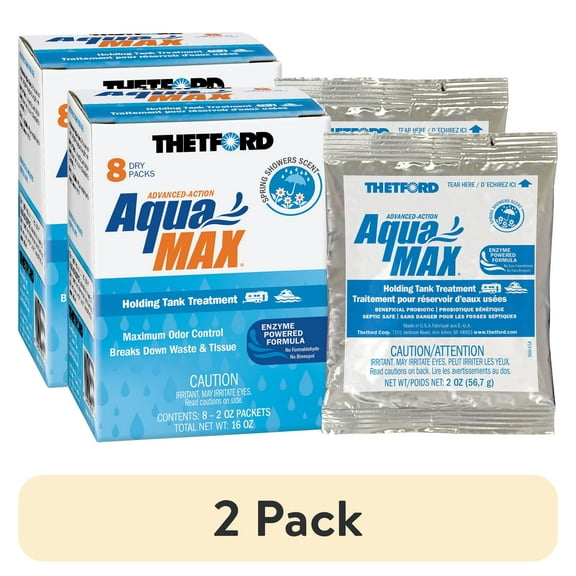 (2 pack) Thetford Aqua MAX® Spring Showers RV and Marine Holding Tank Treatment, 8-pk Dry Granules (96633)