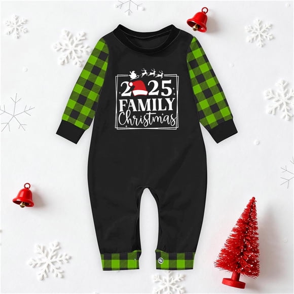 Pijamas familiares europeos con estampado navideño de moda, traje para padres e hijos, monos de poliéster para bebés.