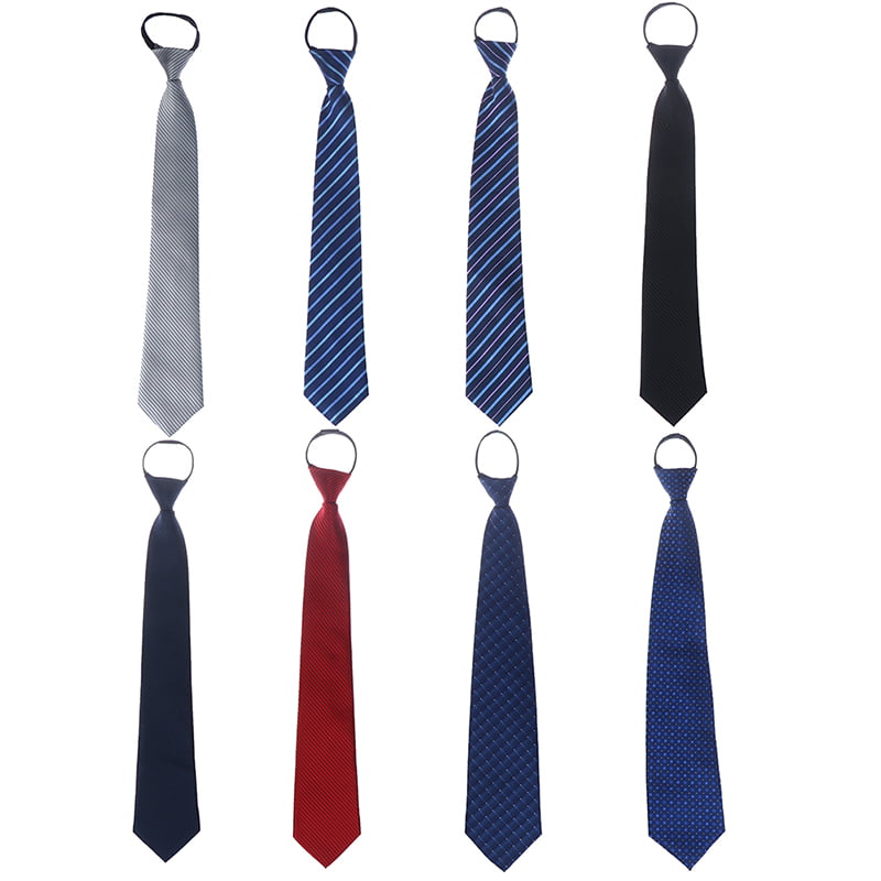 Lazy Men's Zipper Necktie Striped Casual Business Slim Thin Zip Up Neck Ties 5CM 