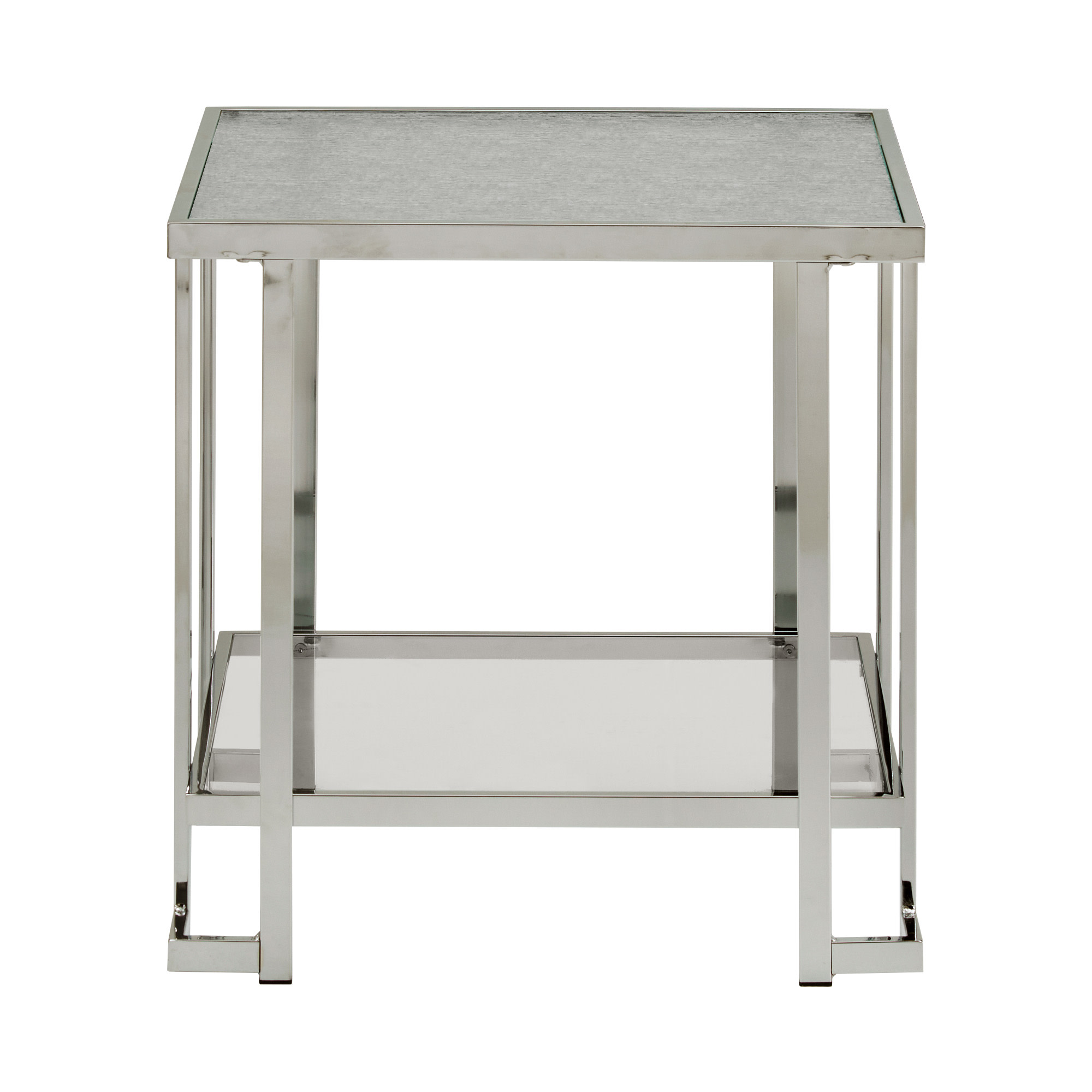Weston Home Murray Chrome Finish End Table with Textured Glass Top