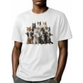 thumbnail image 6 of Seven Kittens Men's T Shirts Standing Cat T-Shirt for Men Animal Crew Neck Tees Cotton Tops, White, 3XL, 6 of 7
