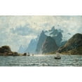 thumbnail image 2 of Adelsteen Normann 14x11 Black Ornate Wood Framed Double Matted Museum Art Print Titled: Fishing Vessels on a Norwegian Fjord, 2 of 5