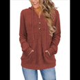 thumbnail image 1 of Sudadera con Capucha de Moda para Mujer, de Larga y Cuello en V, Informal, para Otoño e Invierno. Vino Tinto XL, 1 of 7