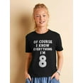 thumbnail image 4 of Tstars Unisex 8th Birthday T-Shirt - "I Know Everything I'm 8" - Fun Gift for Eight-Year-Olds - Kids' Birthday Celebration Tee - Funny Birthday Shirt for Boys and Girls, 4 of 6