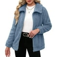 thumbnail image 3 of Women'S Long Sleeve Full Zip Soft Warm Fleece Jacket Blue M, 3 of 9