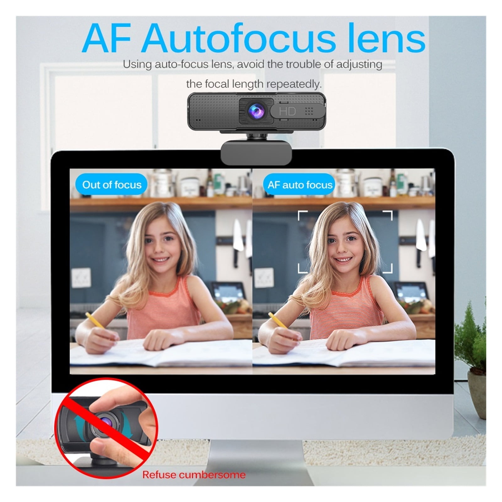 HD USB Webcam 1080p Autofocus Web Camera With Microphone AF Autofocus Camera For Computer Live Online Teaching ,HD Video