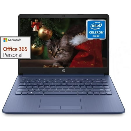 HP Stream 14" Laptop with Ultral Light, Intel Celeron N4120, 4GB RAM,64GB eMMc, 1 Year Office 365, Webcam, WiFi, Win11 S, Blue