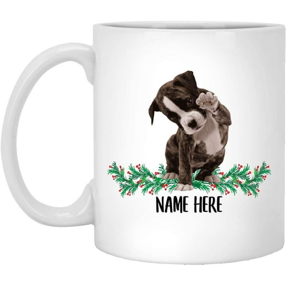Funny American BullDog Puppy Brindle Personalized Gift For Mom Christmas 2022 Gifts White Coffee Mug White 11oz