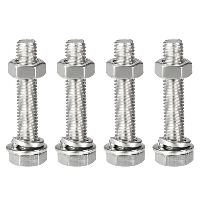 Unique Bargains M8 x 40mm Vis Hexagonale en Acier Inoxydable 304, Écrous, Kits de Rondelles Plates et Verrouillables 4 Ensembles