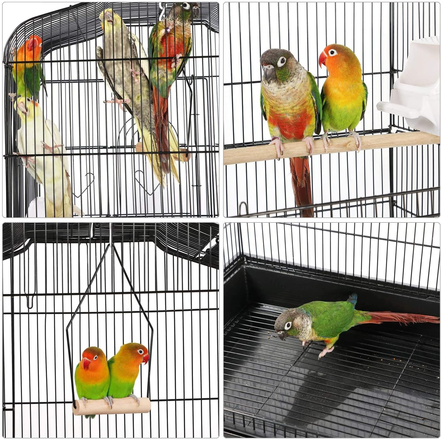 JessieMal 41-inch Open Top Medium Bird Cages for Parakeets Finches Canaries Lovebirds Small Quaker Parrots Cockatiels Budgie Green Cheek Conure Travel Pet Flight Birdcage