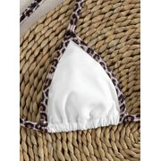 Leopard White Halter Neck Tie-Up Micro Triangle Bikini Set Women Elegant Sexy Beach Swimwear Summer