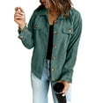 thumbnail image 1 of Asyoly Womens Corduroy Shacket Jackets Button Down Long Sleeve Solid Color Casual Lapel Coat Outwear With Pockets, 1 of 6