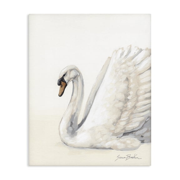 Stupell Industries Transitional White Swan in Repose Canvas Art, 16 x 20, by Sara Baker