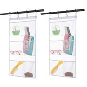 inSowni 2 Pack Hanging Mesh Shower Caddy Organizer with 6 Pockets, Shower Curtain Rod/Liner Hooks Bathroom Toiletry Wall Door Hanger  Bath Toy Organizer