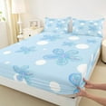 thumbnail image 3 of Feelyou Cartoon Dreamy Flower Twin Sheet Sets for Kids, Sky Blue Blossoms Floral Twin Fitted Sheet, Fashion Polkadot Flat Sheet, Microfiber Bedroom Decor, 3 Pieces, 3 of 7