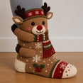 thumbnail image 2 of 3D Hugging Christmas Socks, Cute Knit Holiday Socks, Soft Stretchy Adult Winter Socks, Cozy Hand Crocheted Novelty Socks for Holiday Party Home Wear, 2 of 7