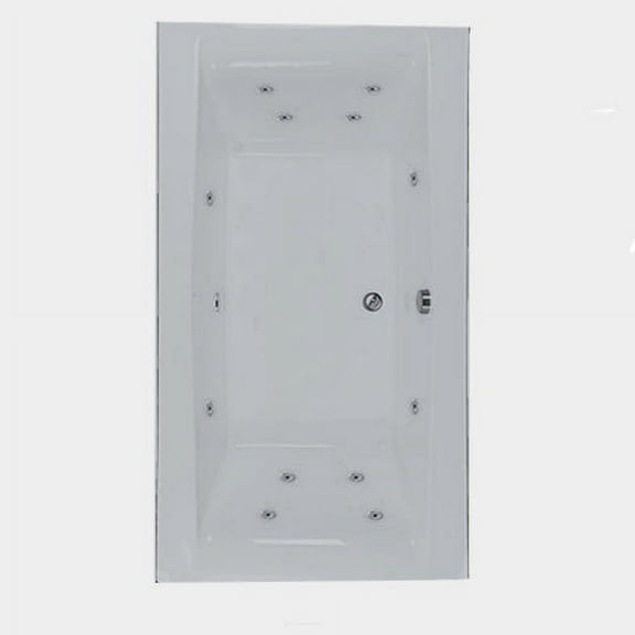 WaterTech Acrylic 72 in. x 38 in. Center Drain Drop-In Whirlpool Tub - White
