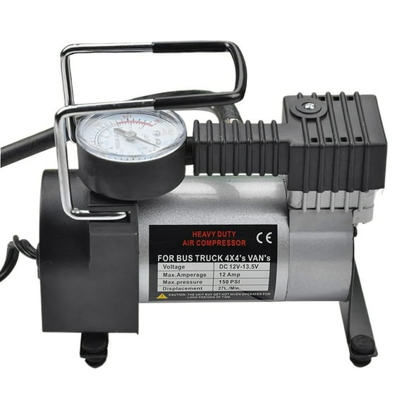 Generic 12V Portable Air Compressor Pump for Car Tires, Bikes, and Sports Balls with Durable Zinc Alloy Design, 150 PSI Max Pressure, 275cm Power Cord, Compact & Efficient, Black