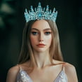 thumbnail image 2 of 1 Uds. Coronas de Tiara de cristal Lake BlueTone, corona de princesa elegante con peines, Tiaras, disfraces de cumpleaños, accesorios para el cabello para mujeres y niñas, 2 of 7