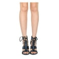 thumbnail image 6 of New Women Cape Robbin Maura-2 Denim Peep Toe Caged Block Heel Sandal, 6 of 6