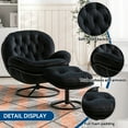 thumbnail image 3 of KINFFICT Accent Swivel Chair with Ottoman, Modern Lounge Chair with Footrest, Comfy Round Armchair with Tufted Design, for Living Room Bedroom, Black, 3 of 6