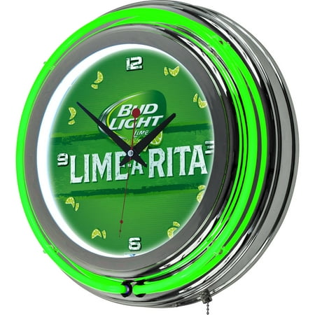 - Bud Light Lime-A-Rita Chrome Double-Ring Neon Clock