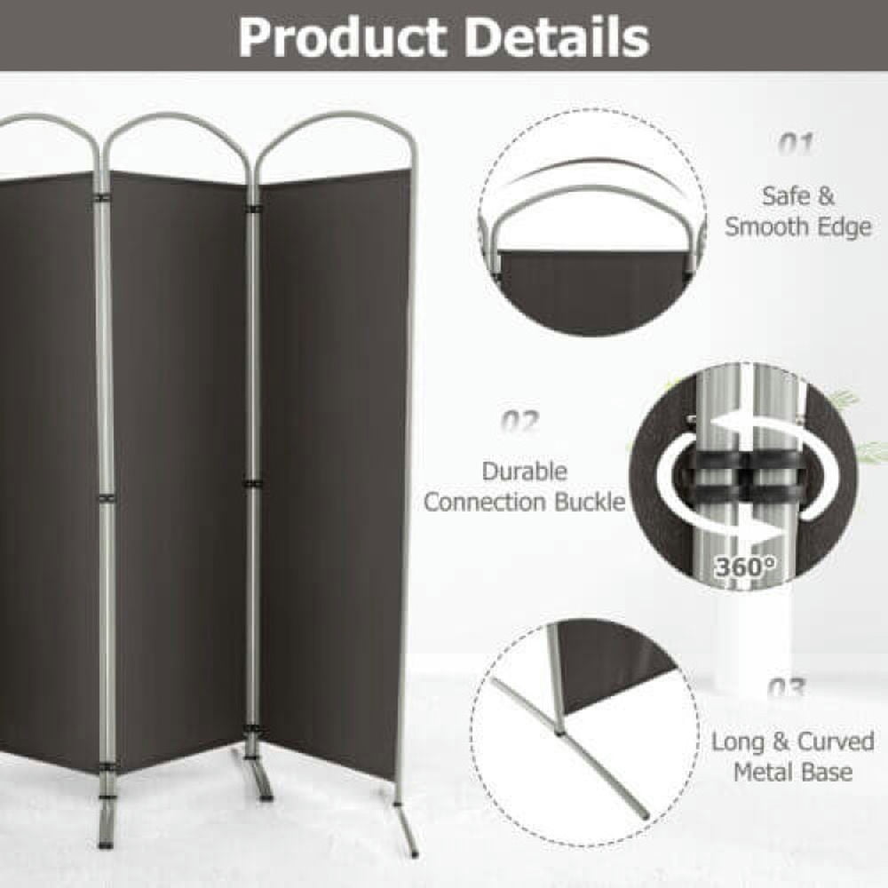 Resenkos Room Separator, Room Divider Panel,6.2Ft Folding 4-Panel Room Divider for Home Office Living Room -Gray