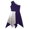 thumbnail image 6 of inhzoy Kids Girls Sleeveless Praise Lyrical Dance Dress Metallic Color Block Worship Dance Tunic Purple 14, 6 of 7