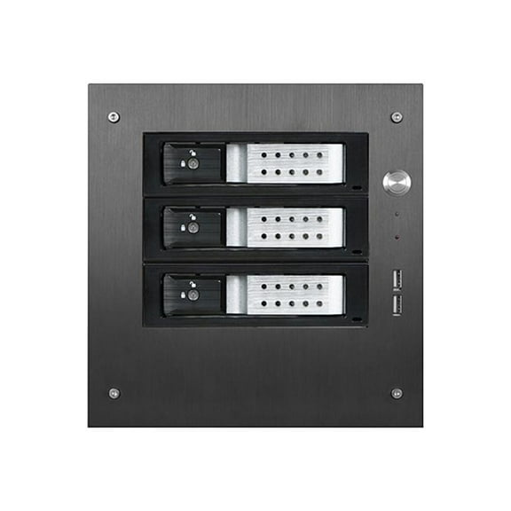 iStarUSA S-35-3DE1SL Black Aluminum / Steel Tower Compact Stylish 3x 3.5" Hotswap Trayless mini-ITX Tower - Silver HDD Handle