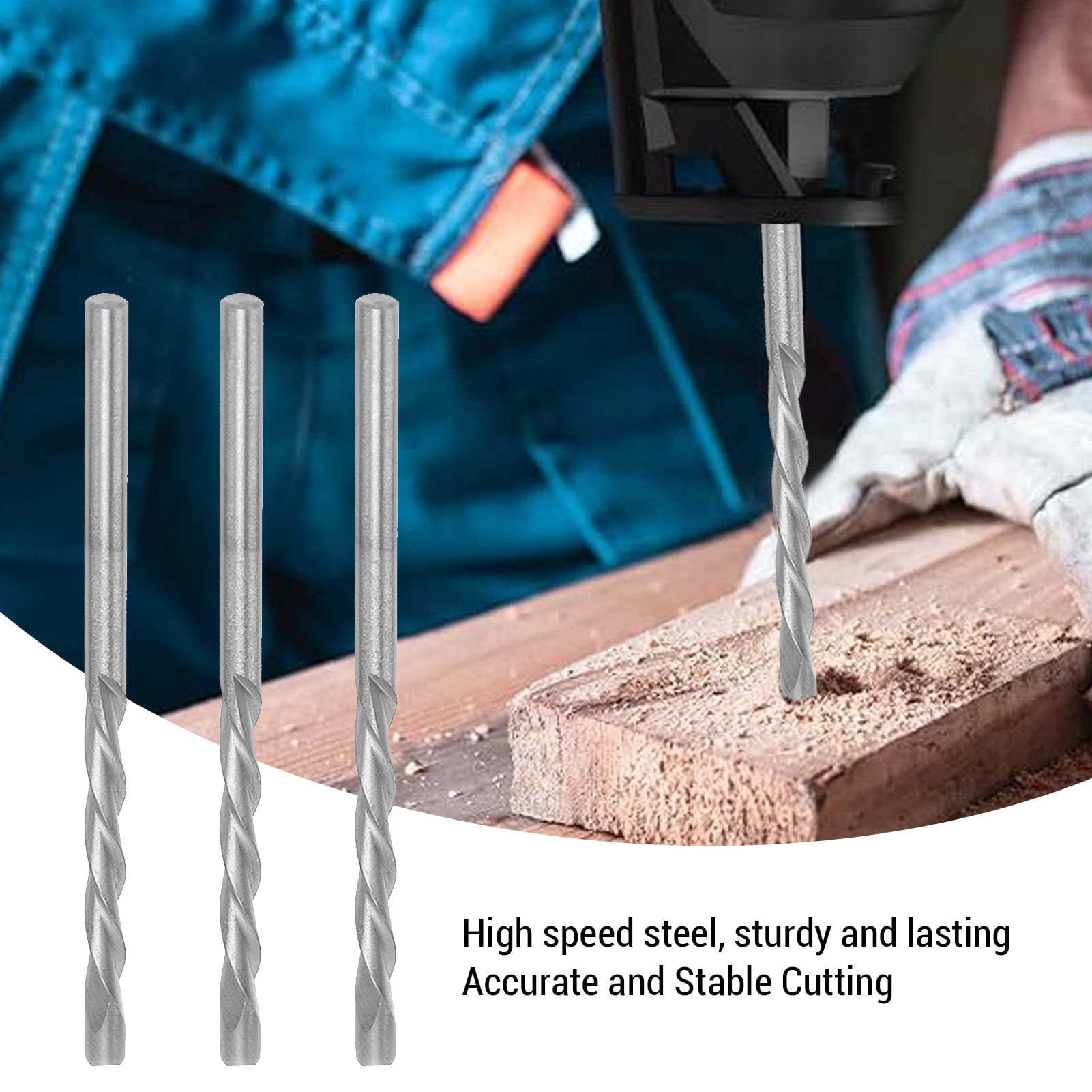 Spiral Drill Bit Set, Easy Installation Fast And Accurate Cutting Drill Bits 50PCS 1/8 Inch Stable Milling High Speed Steel  For Wood Plastic Fiberglass