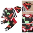 thumbnail image 2 of Baby Toddler Boy Funny Colorful Dinosaur Long Sleeve Romper with Pants and Hat 3 pcs Cotton Outfits (100/12-18 Months), 2 of 3