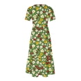 thumbnail image 4 of Viikei Summer Striped Boho Short Sleeve Dress,Women's Printing Casual Short Sleeve Crewneck Dress Flowy Tiered Maxi Beach Dress with Pockets Green XL, 4 of 6