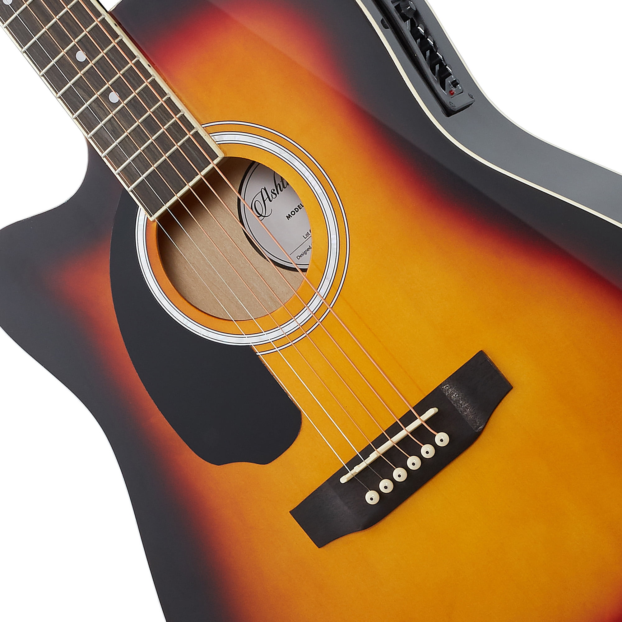Ashthorpe Left Handed Cutaway Dreadnought Acoustic Electric Guitar with 10-Watt Amp, Sunburst