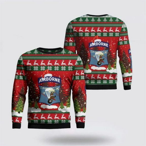 Army Sweater, US Army Airborne 511th Parachute Infantry Regiment (511th PIR) Christmas Sweater