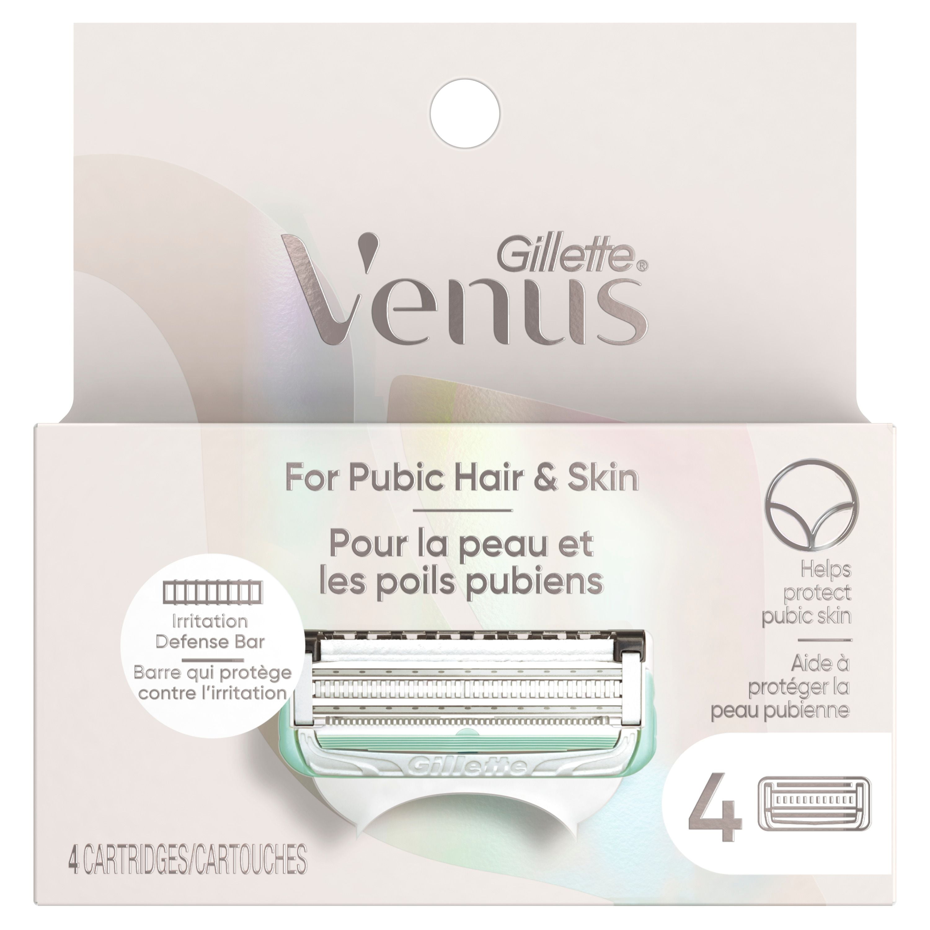 Gillette Venus for Pubic Hair and Skin, Women's Razor Blades, 4 Refills, 4 Refills