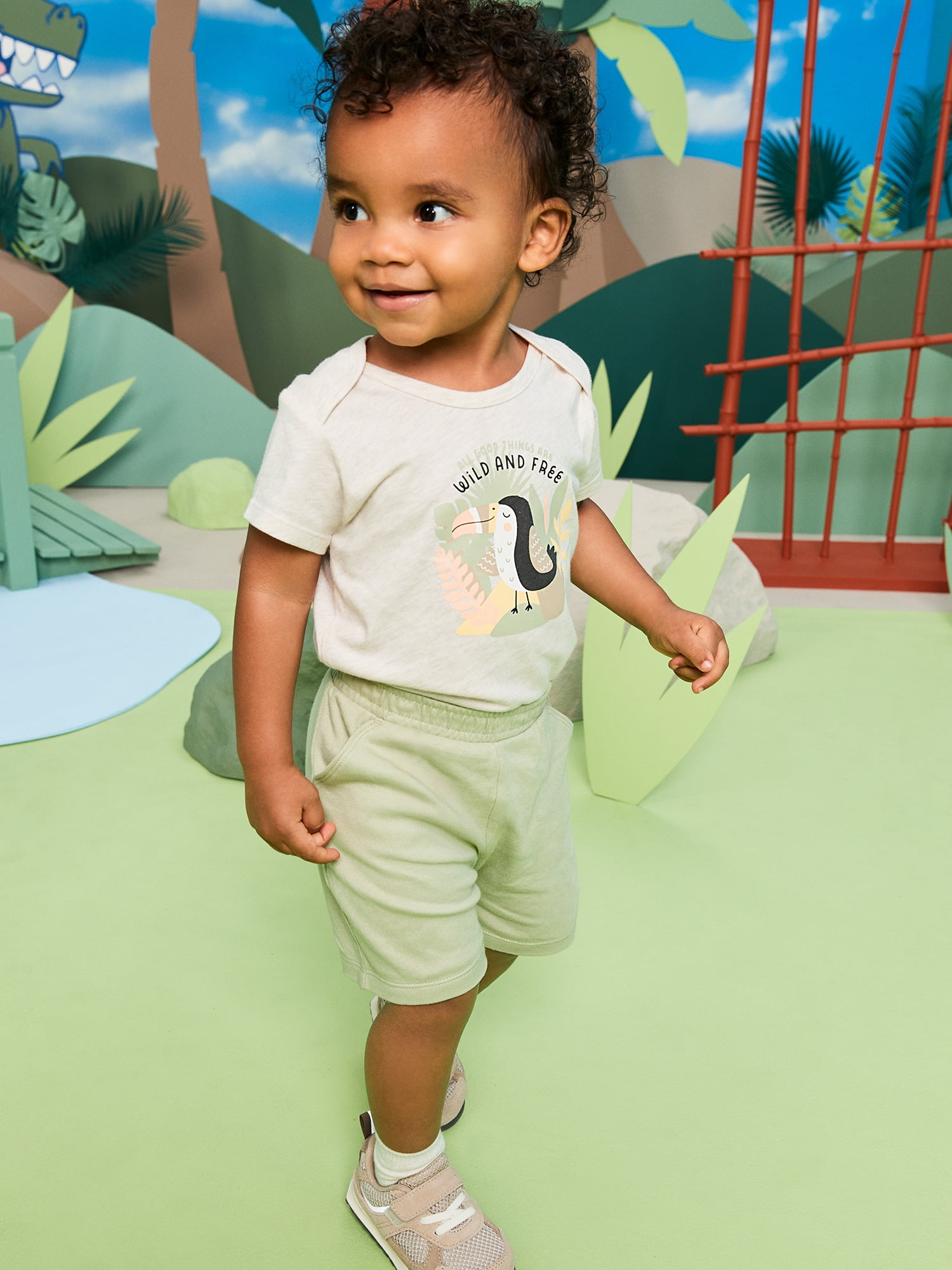 Garanimals Newborn & Baby Boy Cotton Pull-On Shorts, Solids & Prints, 3-Pack, Sizes 0–24M