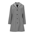 thumbnail image 4 of Plus Size Long Trench Coat with Notched Lapel Slim Fit Wool Blend Winter Overcoat for Women, 4 of 6
