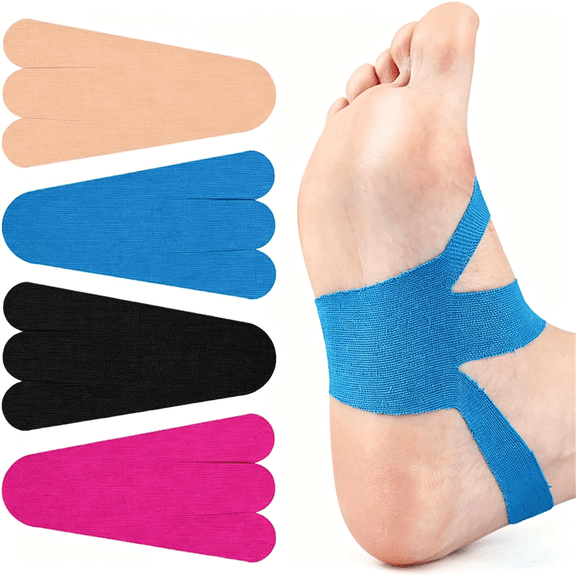 QARUN Kinesiology Tape for Feet,20 Pcs Waterproof&Breathable Pre-Cut Kinesiology Tape,Latex-Free Hypoallergenic Elastic Athletic Tape for Plantar Fasciitis&Ankle,4 Colors