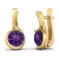 thumbnail image 2 of 5mm Round Purple Amethyst English Lock Stud 925 Silver Gold Vermeil Valentines Day Gifts Women Earrings, 2 of 4