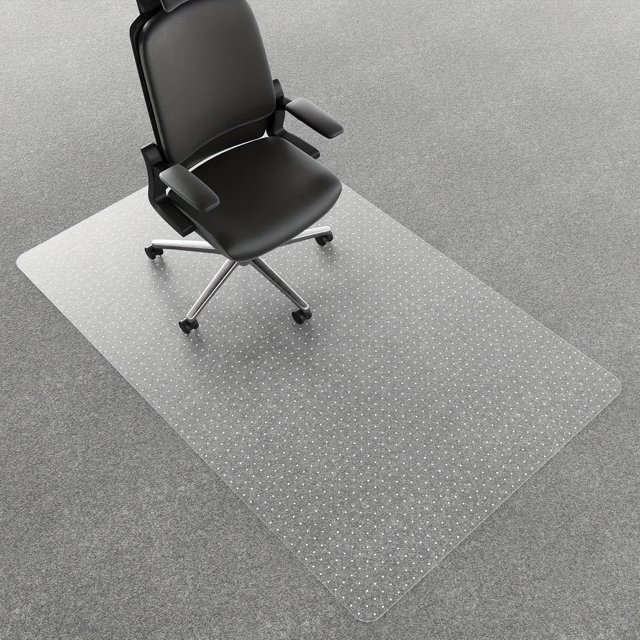 LEEYNEER Easy-Glide Office Chair Mat for Carpet - Rectangle PVC Floor Protector Smooth Rolling Desk Mat for Low Pile Carpets Durable & Quiet Design for Modern Workspaces Workspace Enha