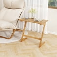 thumbnail image 4 of Costway Bamboo Sofa Side Table Z-Shaped Spacious Tabletop Space-Saving TV Snack Tray Natural, 4 of 10