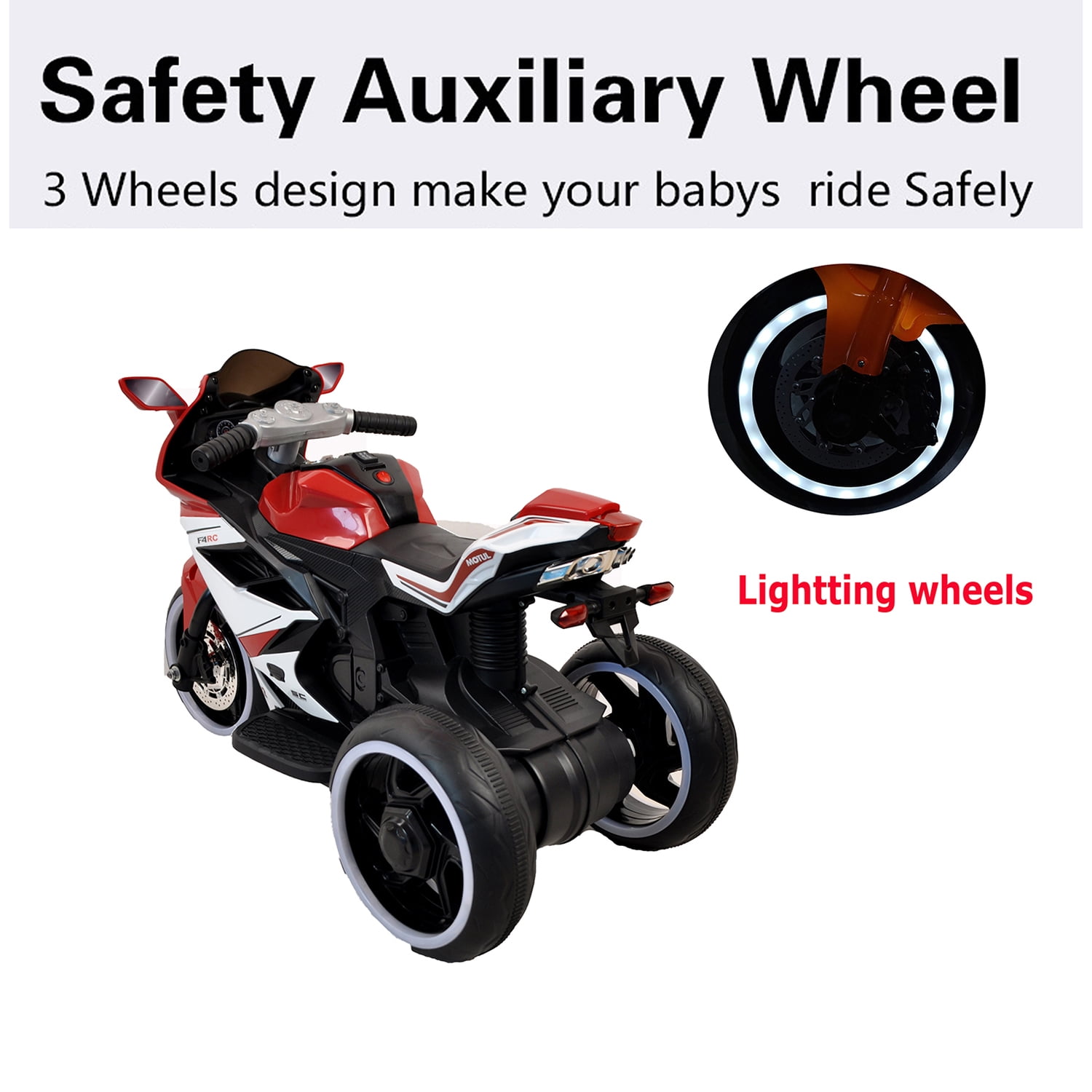 CIPACHO Electric Motorcycle for Kids, 6V Battery Powered 3 Wheel Kids Ride On Car with Music, Gift Toy for 3-4 Years Children Red